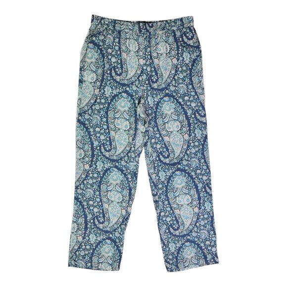 J. Crew Size 6? Pull-On Silk Paisley Pants Blue BA255 - Picture 3 of 11